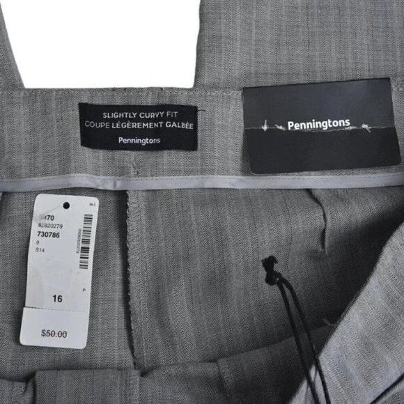 NWT Penningtons Pants Slightly Curvy Fit Gray Straight Leg Size 16 - Picture 7 of 11